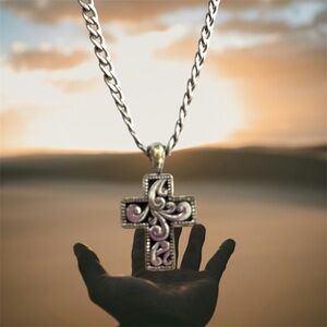 Silver Spiritual cross pendant